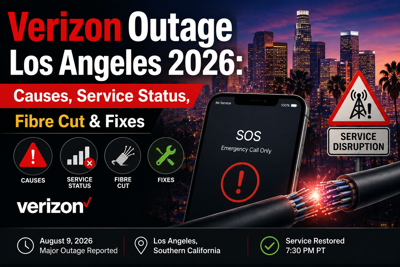 Verizon Outage Los Angeles 2026: Causes, Service Status, Fiber Cut & Fixes