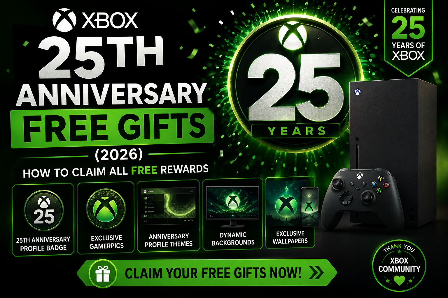 Xbox 25th Anniversary Free Gifts (2026): How to Claim All Free Rewards